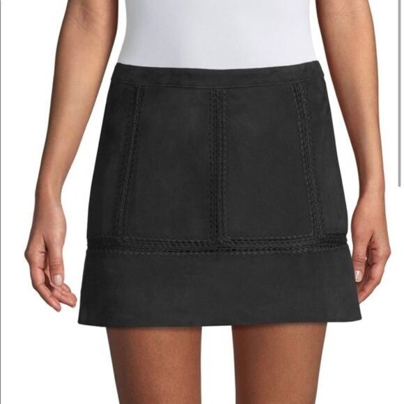 Ramy Brook Bradey Skirt in Black Suede - Picture 2 of 6